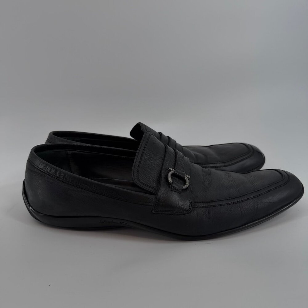 Salvatore Ferragamo Men Size 9.5 Black Leather Horsebit Loafer Dress Shoes